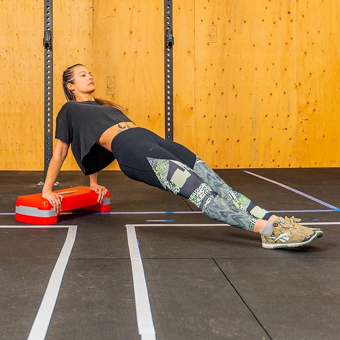PRISP Adjustable Aerobic Stepper, 2 Height Levels (4"/6") Exercise Step Platform for Home Gym and Fitness Training; 26 x 11inch