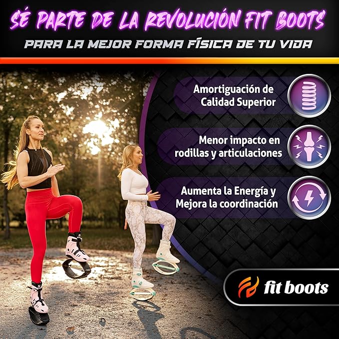 FIT BOOTS for Women Exercise - Premium Moon Shoes for Jumping, Kangaroo Shoes for Training, Cardio & Fun, Joint-Friendly, Rebounder Jumps Boots for Adults & Kids, Bouncy Workout (Women-Black)