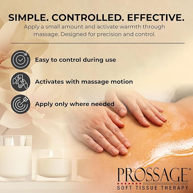 Prossage Heat Warming Relief Massage Oil for Therapuetic Massages, Deep Tissue Massages, and Aromatherapy, Topical Reliever, 3 Ounce Bottle