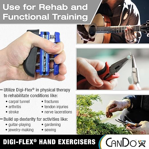 CanDo Digi-Flex Hand and Finger Exerciser Black-X-Heavy - For Dexterity, Strength, and Flexibility for Fingers, Hands, and Forearms