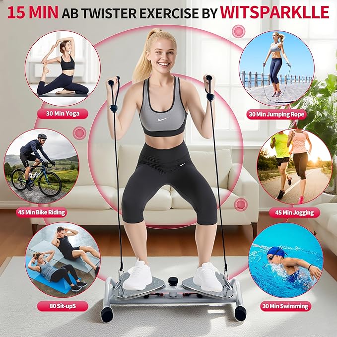 Waist Twister Ab Machine – Ab Twister Board for Exercise, Core & Waist Twisting Fitness Tool, Quiet Twist Exercise Machine with All-Metal Anti-Slip Footrest, 500 lbs Capacity, Home Gym Equipment